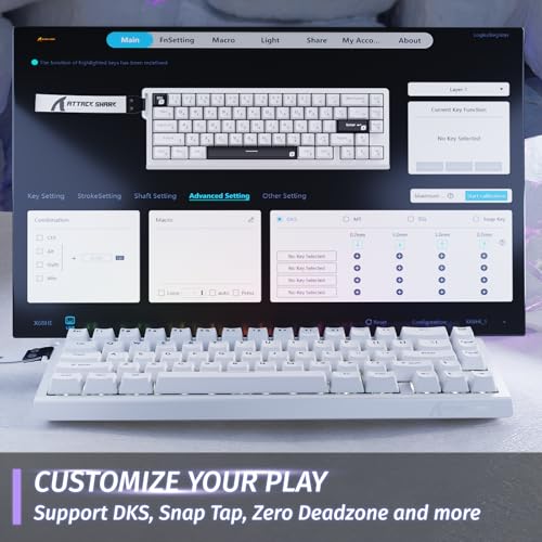 Image of ATTACK SHARK X68 HE RT Mechanical Gaming Keyboard 60% Wired TKL-White | Adjustable Actuation,Hall Effect Magnetic Switch,8KHz Polling Rate,RGB Backlit,Top Mount, Web Driver for PC Mac Esport Gamer
