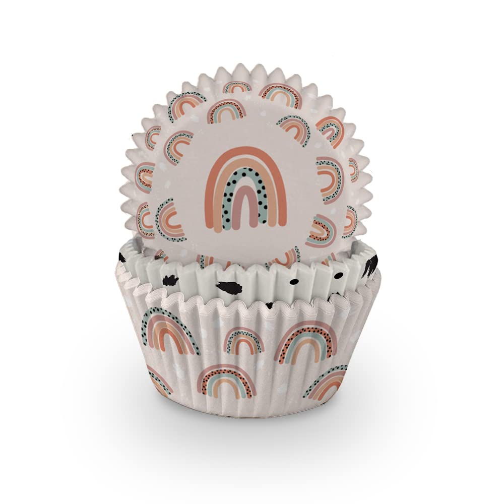 Anniversary House Cupcake Cases, 75 Pieces, Greaseproof Paper Baking Cups, Neutral Rainbow J142, Rainow Pastel