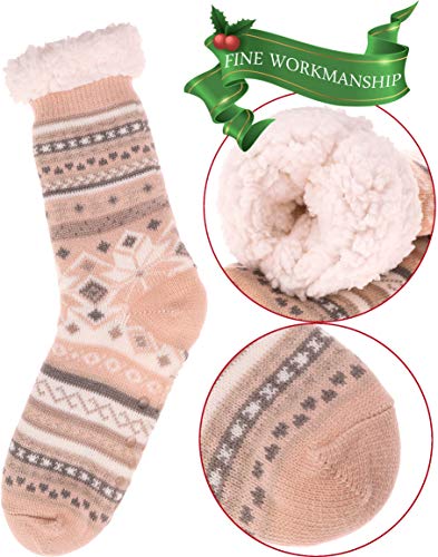 Image of EBMORE Women Slipper Fuzzy Socks Fluffy Cozy Cabin Warm Winter Soft Thick Comfy Fleece Non Slip Home Socks