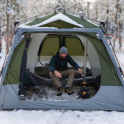Carpa para camping Night Cat para 8 personas: Gran carpa instantánea impermeable tipo cabaña con toldo y salida de estufa para glamping familiar miniatura 2
