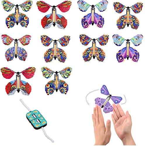 Borboleta voadora mágica, borboletas mágicas, Flying Butterfly Toy, 10 peças borboletas voadoras, com corda mágica corda quebrada, para presentes de aniversário, educação infantil, presentes surpresa