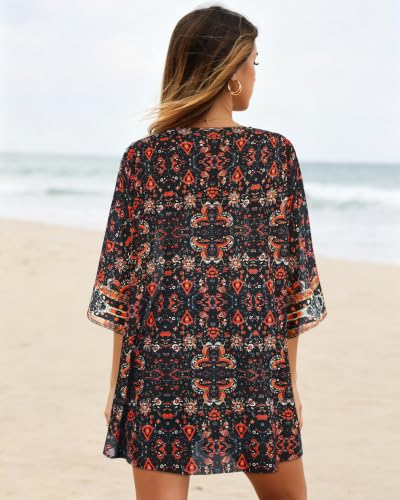 Image of CHICGAL Womens Floral Kimono Cardigan Beach Cover Up Casual Summer Tops