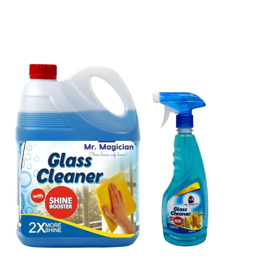 Mr. Magicpin -Sparkle Glass Cleaner | Mirror Cleaner | Glass Polish | Pro Glass & Multi-Surface Cleaner & Disinfectant | Sparkling Glass Wipe | 5 Ltr with 500 Ml (B0DH11BPPZ) Amazon Price History, Amazon Price Tracker