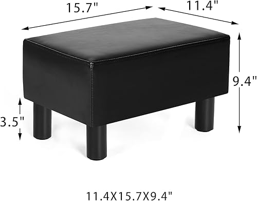 Miniatura 3 de Joveco Taburete pequeño otomano de piel sintética, moderno taburete rectangular para mascotas, escalones para sofá, escritorio, oficina, perros,