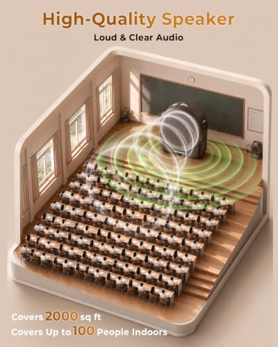 Image of GRENARO Wireless Voice Amplifier for Teachers, 10W Portable Voice Speake with Wireless Microphone, Bluetooth 5.3, Support for Classroom, Presentation, Training & Tour Guide (10W Wireless)