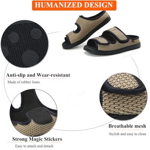 WEEOATAR Diabetic Slippers,Post Surgery Shoes,Medical Walking Shoes,Adjustable,Slip-on and Wide Orthopedic Shoes with Magic Stickers for Diabetics,Swollen Feet&Arthritis Edema(Woman Black,8.0/240cm)2