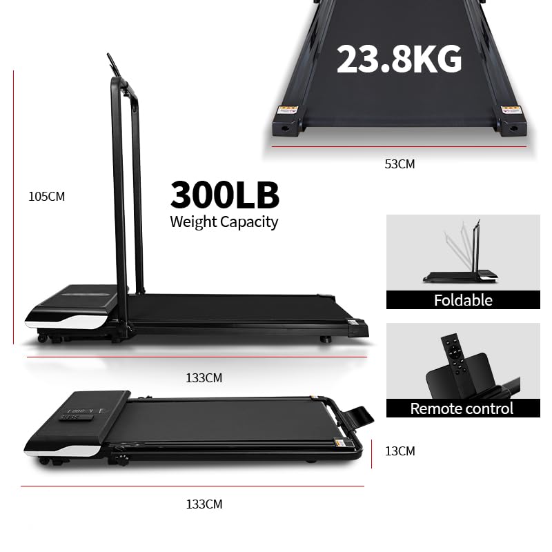 Image of Jogging Vibration Workout Pad，2 in 1 Under Desk Treadmill, 500W Low Noise Walking Vibration Pad with Remote Control LED Display,Foldable Treadmills for Home Office,330 Lbs Capacity