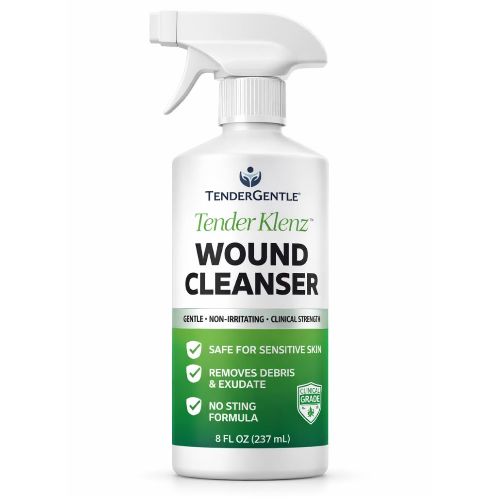 Wound Cleanser Spray, 8 oz - Wound Wash for Cleaning Wounds - No Rinse Solution with Adjustable Nozzle - Good for Sensitive Skin