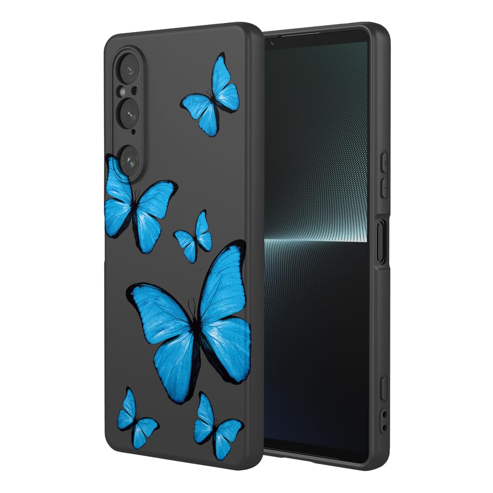 Phone Case for Sony Xperia 1 V Case, XQDQ62/B, XQ-DQ72, XQ-DQ54 Case Cute Butterfly Pattern Design Slim Protective Soft TPU Bumper Phone Cover for Sony Xperia 1 V Black Butterfly