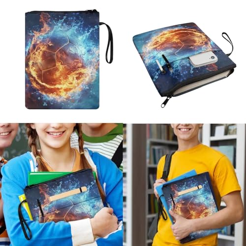 Fire Basketball Backpack for School Boy with Lunch Bag Pencil Case and Zipper Book Cover Laege Capacity Backpacks Set 4 in 1 Birthday Gifts for Sons4