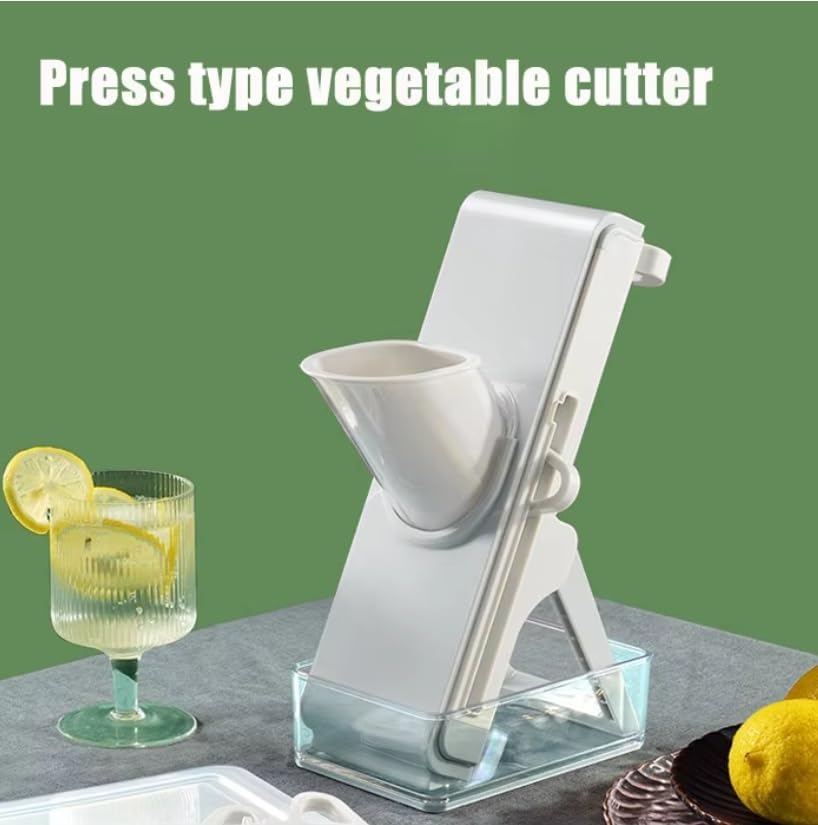 Safe Slice Mandoline Slicer 3-in-1 Manual Vegetable Chopper With 3 Blades & Container Food For Potato Onion Cheese Kitchen Gadget For Home Cooking(B)