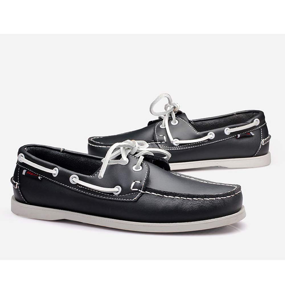 Mocassini da Uomo in Pelle con Lacci e Lacci Scarpe Casual da Barca in Pelle Piatta