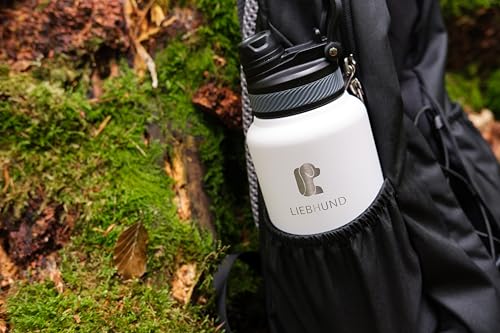 LIEBHUND ThermoBott - 700ml Trinkflasche Wasserflasche aus isoliertem Edelstahl Thermosflasche für Hunde mit Napf