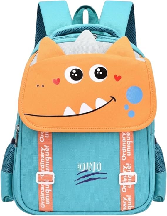 Mochila Escolar Infantil Unicórnio e Dinossauro, menino menina, Design Divertido ensino fundamental(Verde)