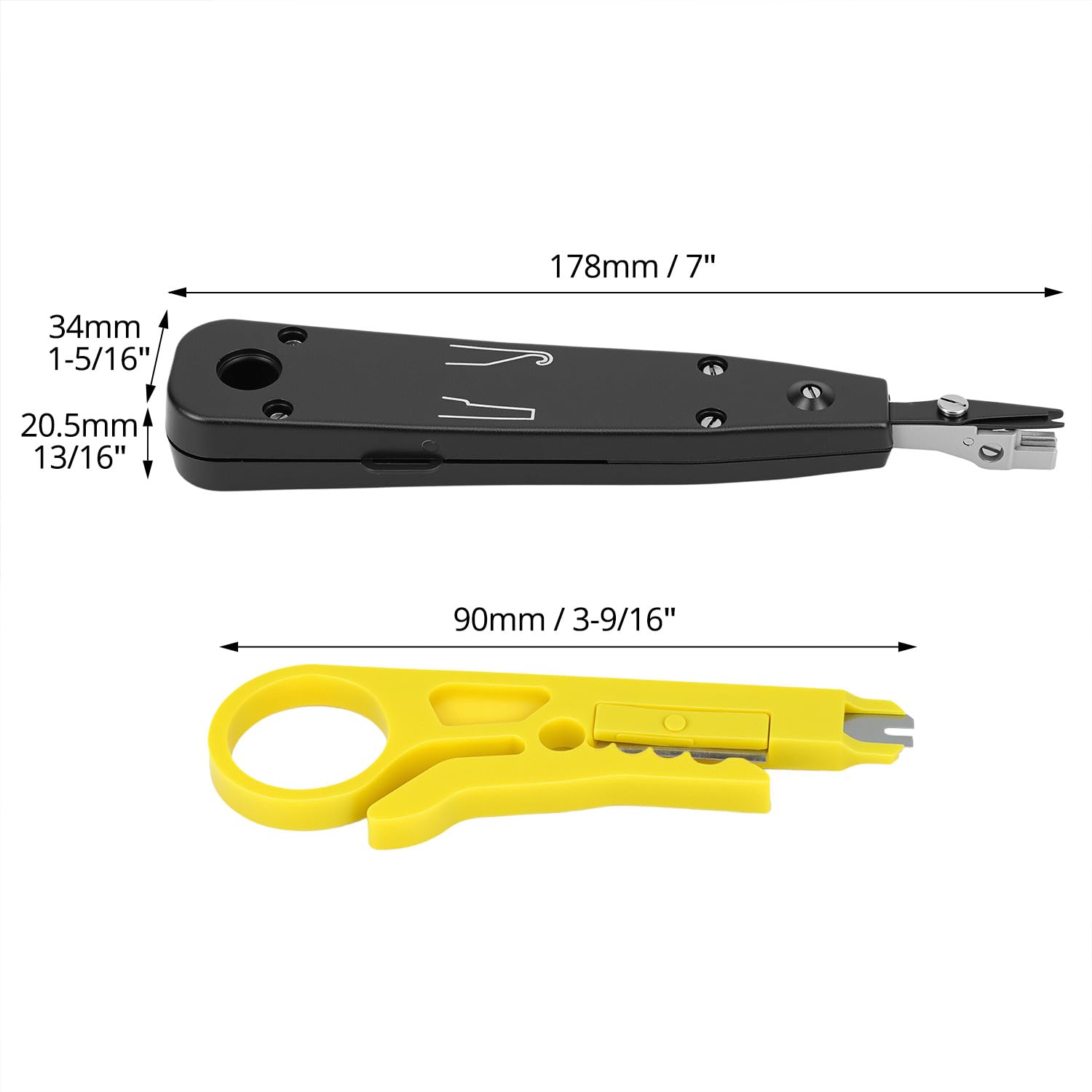 QWORK® Profesjonalny zestaw narzędzi do dziurkowania Ethernet do RJ45 Cat5/Cat6/Cat7, zawiera narzędzie do zdejmowania izolacji