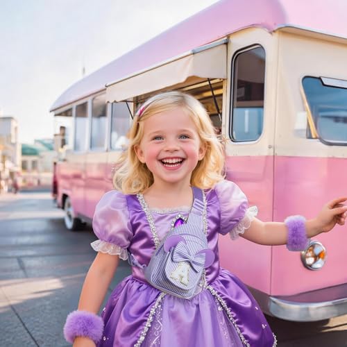 Image of Birthday Gifts for Girls, Sling Bags for Girl Kid Travel, Birthday Gifts for 4 5 6 7 8 9 10 Year Old Girls Small Initial Purple Cross Body Sling Bag for Daughter Gift (Purple S)