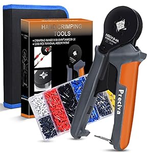 Pince à Sertir Kit, Preciva Outil de Sertissage de Fil AWG28-10/0.08mm² à 6mm² avec 1200 Cosses de Câbles Isolées à Sertir, Pince Electricien avec Bornes Electriques Connecteurs à Sertir(1200cosses)