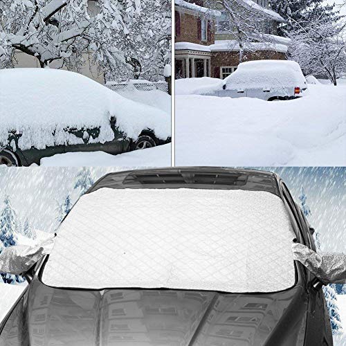 Big Hippo Windshield Snow Cover with Side Mirror Cover - Thickened Car Snow Cover Windshield Frost Snow Ice Cover Sun Shade Protector Fits Most SUVs RVs Trunks (62.2"X 42.5") - Thumbnail 5