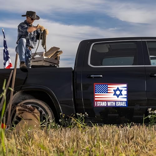 Image of 2 Pack I Stand with Israel American USA Flag Support Car Magnet - Auto Truck Fridge Magnetic Decal Bumper