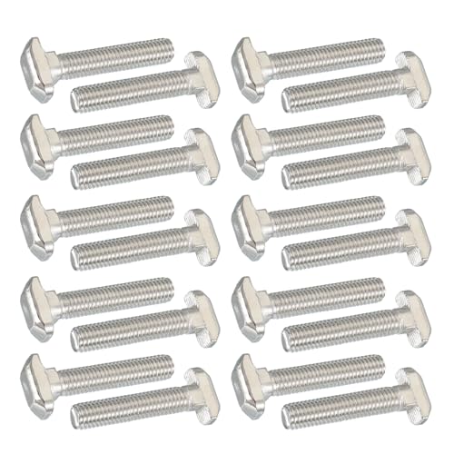 Image of PATIKIL M8 x 38 mm Thread T-Slot Bolts, 20 Pcs Drop-in Bolt Hammer Head T-Bolt Standard 8 mm Sliding Screw Stud for 40 Series Aluminum Extrusion Profile, Silver
