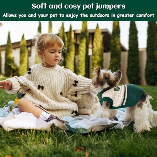 Hundepullover, Shyllin Preppy-Stil Hundepullover Winter, Katzenpullover, Geeignet für Kleine und Mittlere Hunde und Katzen, Weihnachten, Sweater Hunde (L)