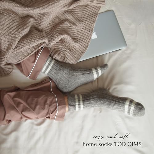 Image of 92% Merino Wool Socks Crew Cozy Heavyweight Home Travel Outdoor Super- Soft Socks, 100% Made in Mongolia