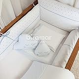 Kit Enxoval de Berço Bordado Dreams Poá Branco/ Azul 10 Peças, Biramar Baby, Azul