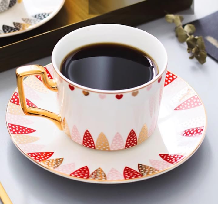 Set di tazze e piattini da caffè e tè in ceramica set di tazze da caffè e piattini in ceramica rossa piatto per tazza da latte e succo regalo di compleanno per ufficio e casa