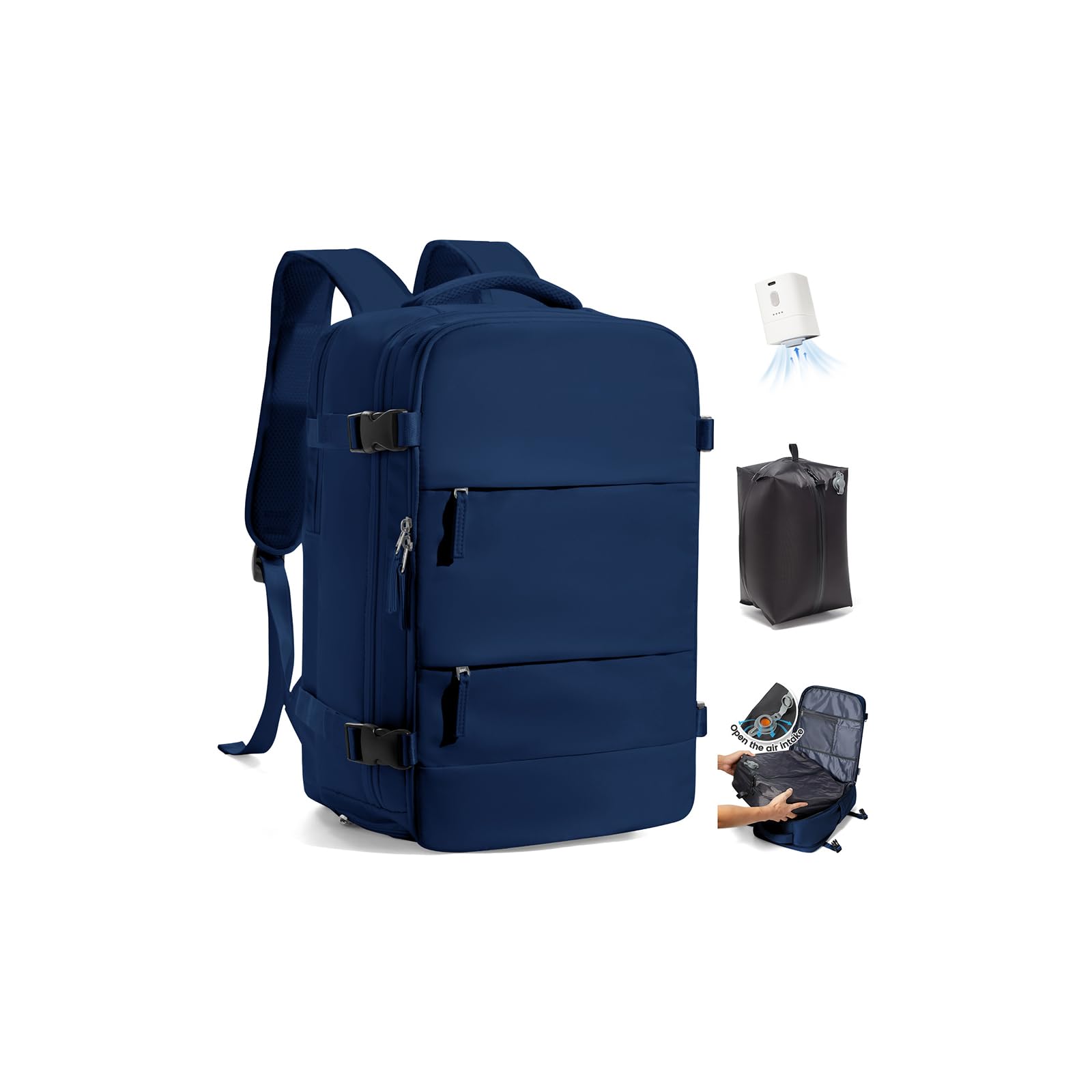 SZLX Großer Reiserucksack Damen,Vakuum Rucksack mit Pumpe Ryanair Handgepäck 40x30x20 Herren, Wizzair Handgepäck 40x30x20 Wasserdichter Tagesrucksack Fit 14 Zoll Laptop mit Schuhfach und Laptopfach