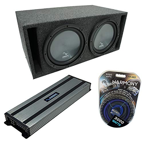 Harmony Audio Universal Car Stereo Slotted S Port Dual 15" Bundle R154 Sub Box & HA-A1500.1