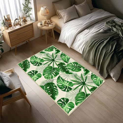 Tapete decorativo de hoja verde 60x90 cm lavable miniatura 3