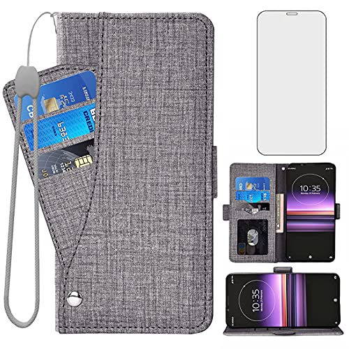 Protection Sony Xperia 1 étui cuir avec verre trempé antichoc