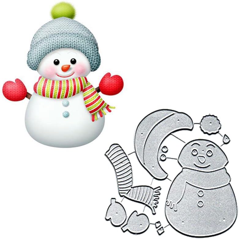 Troqueles de metal de muñeco de nieve de invierno de Navidad, lindo muñeco de nieve de corte de metal, plantillas de corte de metal, plantillas de