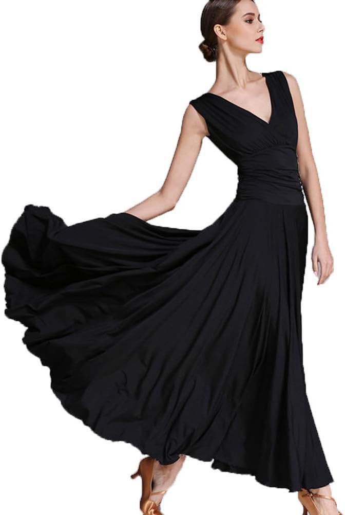 Backless Standard Ballroom Dresses Foxtrot Waltz Training Dance Costume V Neck Tango Salsa Practice Clothing