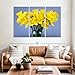 Elephant Stock - All Yellow Daffodils Wall Art - Horizontal Multi Panel Canvas - 3 Piece Living Room Wall Decor - Photography Floral And Botanical Multi Piece Wall Art - Yellow And Green Decor - 65