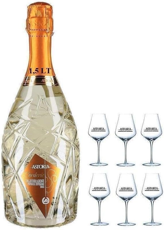 ASTORIA CORDERIE VALDOBBIADENE PROSECCO SUPERIOR DOCG - MAGNUM 1,5LT + 6 CALICI DI VETRO ASTORIA -
