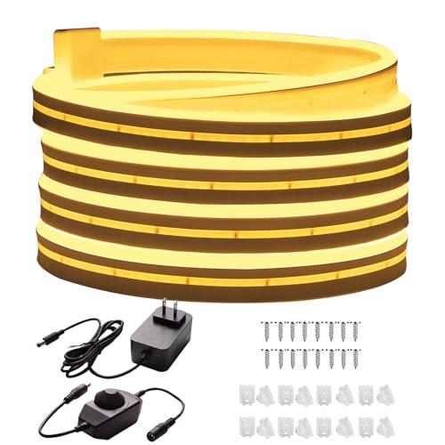 GUOTONG Hollywood Style Vanity Make Up Light, 16.4ft /5m Warm White Neon Light Strip Ultra Bright Indoor White LED neon Lights, for Makeup Vanity Table & Bathroom Mirror, Mirror Not Included