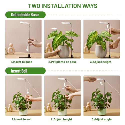 Image of LBW Grow Light for Indoor Plants, Height Adjustable Plant Grow Lamp with Auto On /Off Timer 6 /8 /12 /16H, 3 Colors,5 Dimmable Brightness, for Small Plants, White, 2 Packs