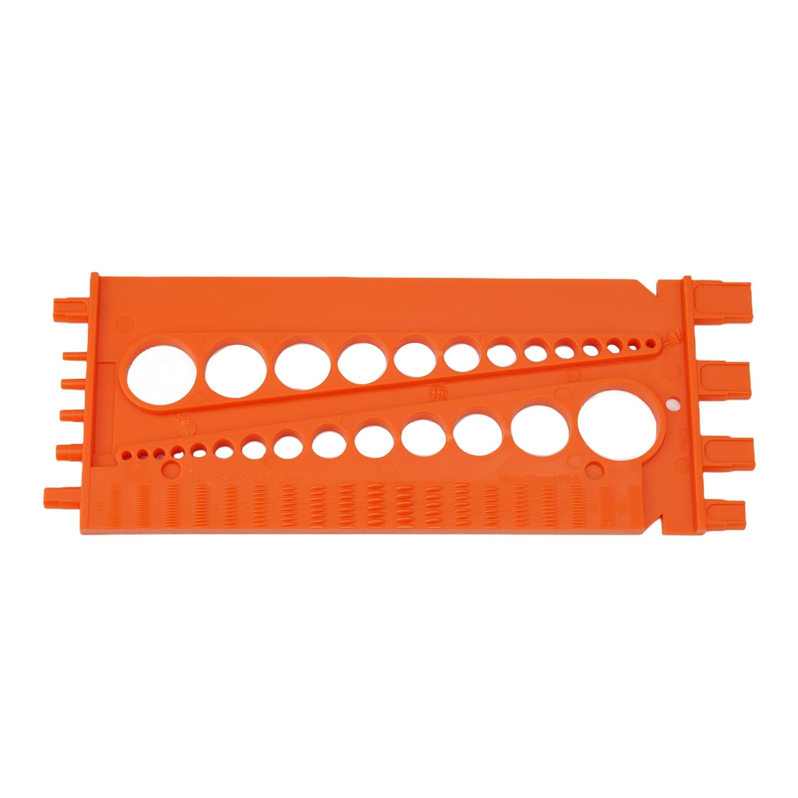 Mesure métrique et fixations | Boulon, vis, écrou, jauge de foret | Filetage avec diamètre, pas, longueur | Plastique, 21 cm pour orange