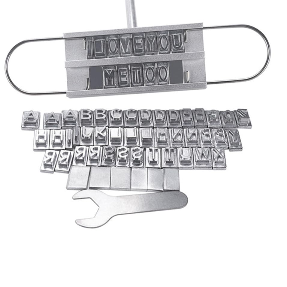 TOYANDONA Hierro para Marcar Carne de Barbacoa con 55 Letras Intercambiables, Aleación de Aluminio y Mango de Madera, Adecuado para Barbacoas de Verano y Cocina al Aire Libre