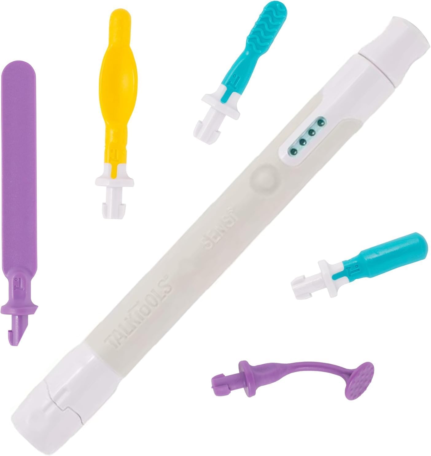 Sensi Sensory Integration Kit - Oral Sensory Tool with New Ergonomic Base | Improves Biting and Chewing Skills, Jaw Coordination, and Jaw Mobility | 5 Oral Motor Tips and Storage Pouch