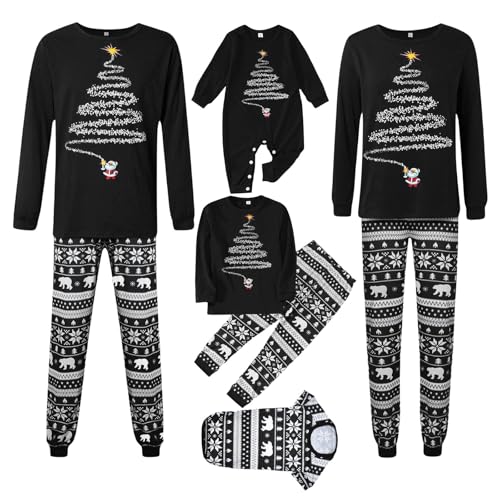Christmas Pajamas for Family Matching Set with Pocket Loose Fit Merry Christmas Casual Holiday Home Sleepwear Set