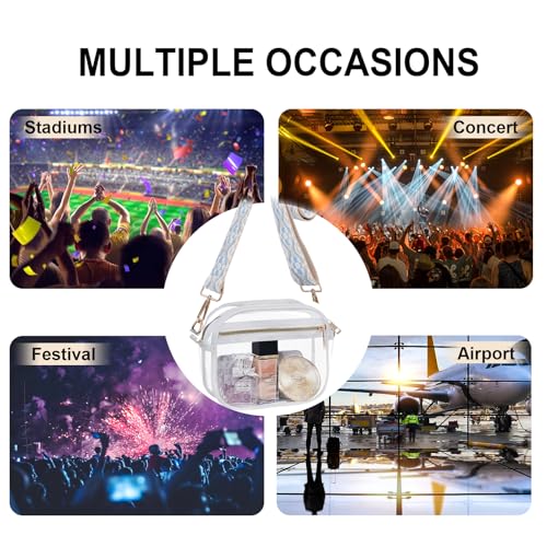 Image of Fibrdoo Clear Bag Stadium Approved, Leather Clear Crossbody Purse Bag for Concerts Sports Events Festivals