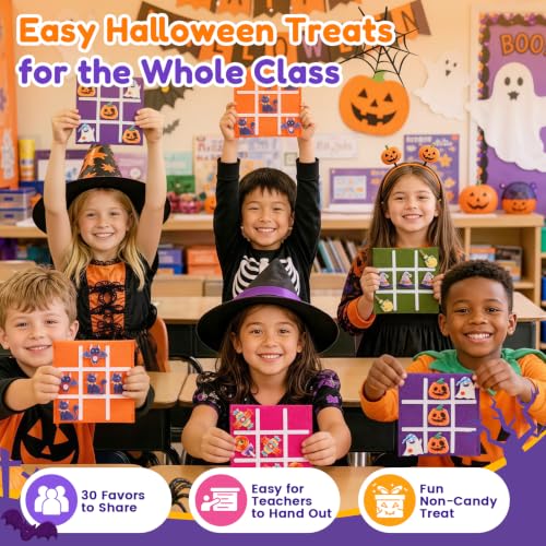 Image of JoyCat 30 Pack Halloween Tic Tac Toe Party Favors, Trick or Treat Toys