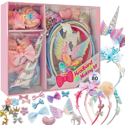 kyrathia DIY Headband Making Kit Hair Accessories for Girls Arts and Crafts for Kids Ages 6-8 Make Your Own Unicorn Headband Kit Birthday Gifts for 5 6 7 8-12 Year Old Girl