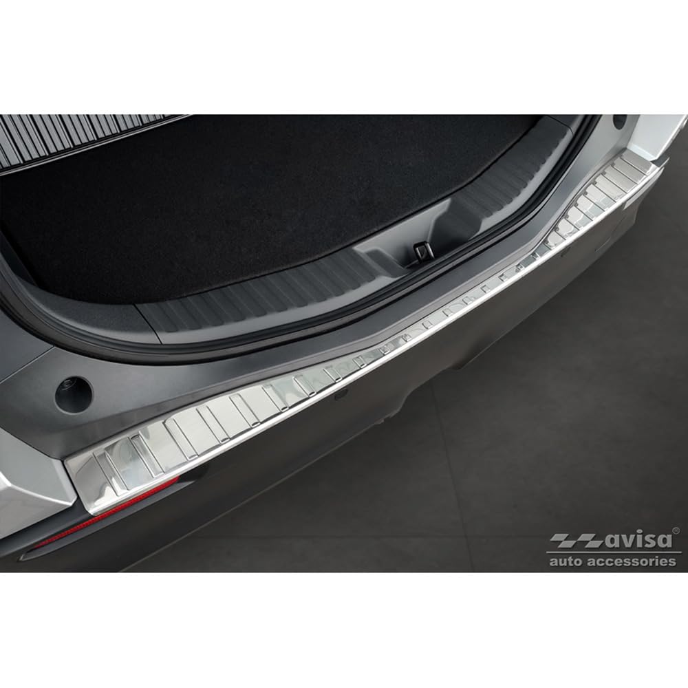 Avisa Stainless Steel Rear bumper protector compatible with Toyota bZ4X 2021- & Subaru Solterra 2022- 'Ribs'