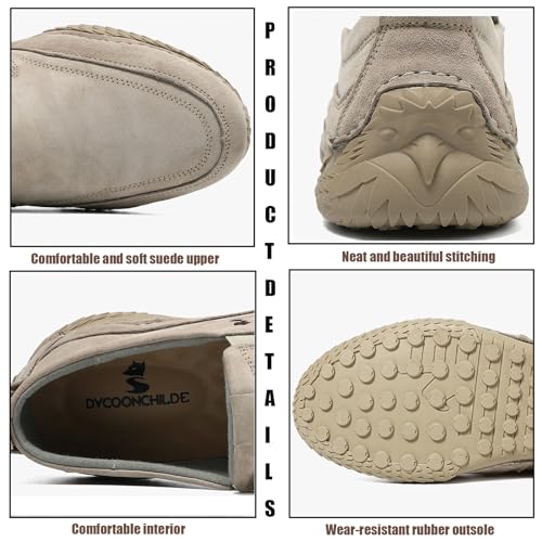 WENOREG Men's Italian Handmade Suede Slip-On Chukka Boots,Outdoor Non Slip Low Top Side Elastic Bands Breathable Casual Flats Driving Sneakers Soft Penny Boat Shoes Beck Ankle Boots2