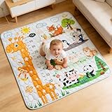 Kulveanju Tapis de Jeux Bebe 127x127 cm   Imperméable Tapis Parc Bebe, Antidérapant Tapis D'éveil Bébé Pliable, Tapis Sol De Motricité Favorisant Le Développement Sensoriel   Cadeau Naissance Bébé