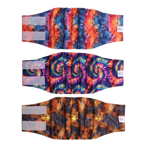 Image of CuteBone Dog Diapers Male Washable Belly Band for Male Dogs Wraps Black 3pcs a Pack DM56M