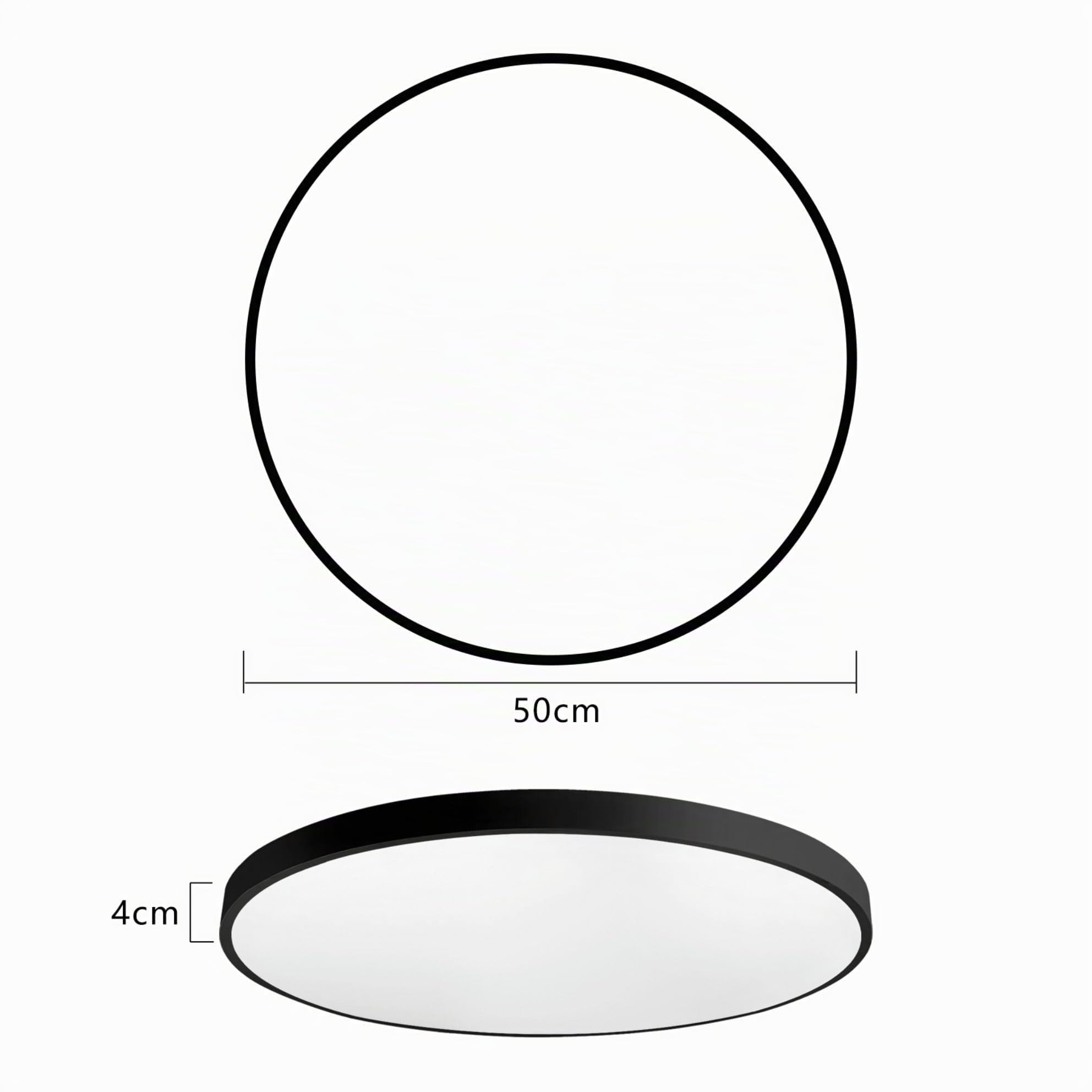 LED Deckenleuchte dimmbar mit Fernbedienung 54W Schwarz Round Deckenlampe | Metall Modern Design Lamp für Schlafzimmer Wohnzimmer Esszimmer Arbeitszimmer Balkon Büro 50 * 4CM